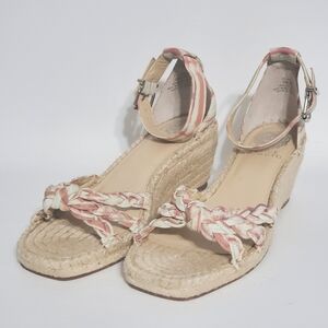 Vince Camuto Women's Braided Wedge Sandals - Pink and Cream Size 8